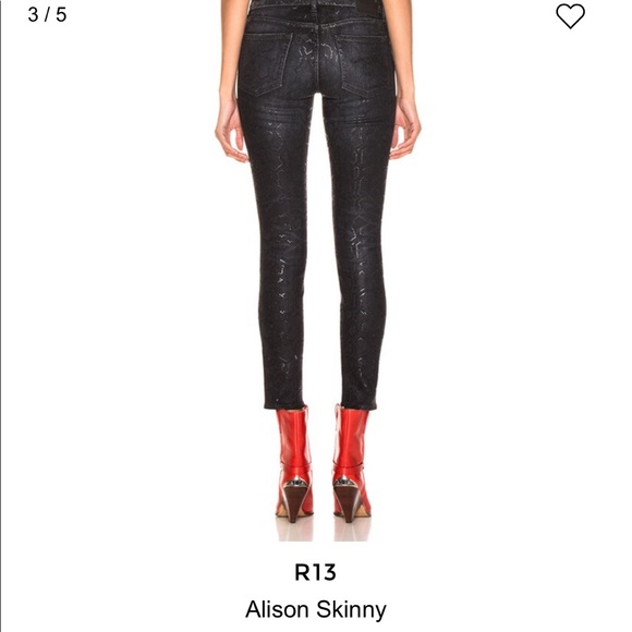 R13 ALISON SKINNY IN BLACK SNAKE SIZE 26 NEW WITH TAGS - Picture 3 of 13